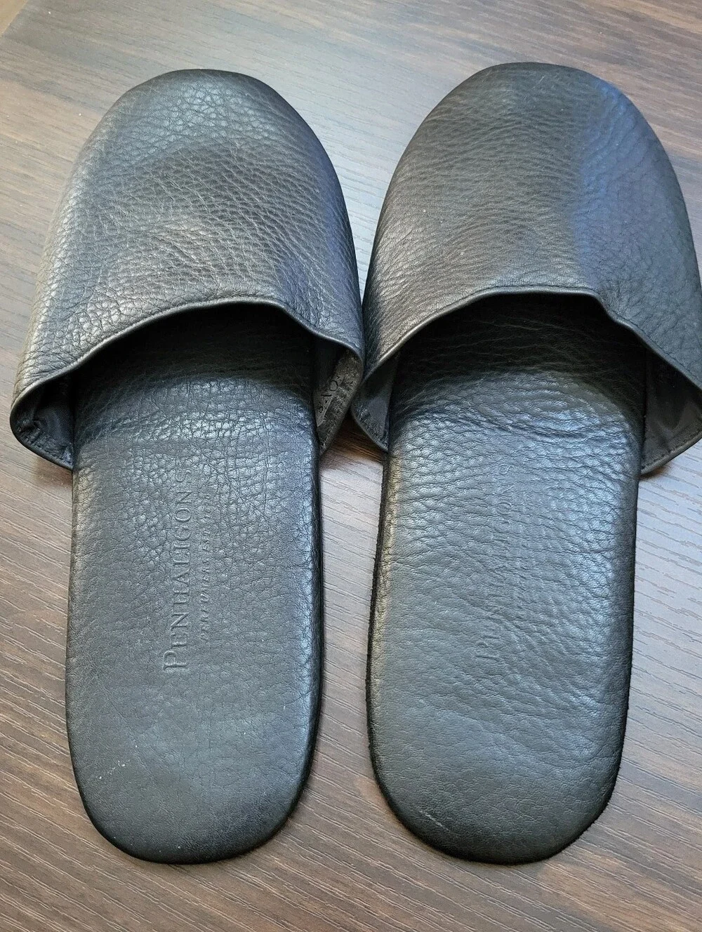 Penhaligon's Leather Slip On Bedroom Slippers Mens Size Large Comfort Luxury